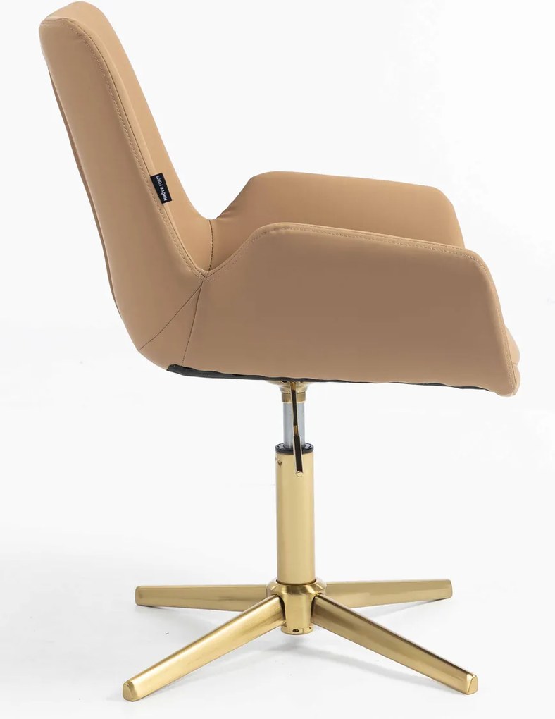 HR240CROSS Scaun Carmel Piele Ecologica Premium Soft cu Bază Aurie
