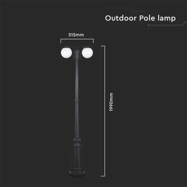 Lampă de exterior neagră 2xE27/60W/230V IP44 199 cm