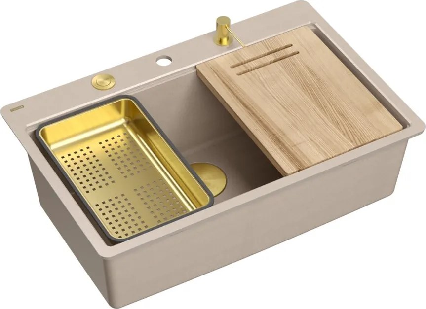 Statie de lucru incastrata Quadron Unique Marc 110 finisaj bej perlat - auriu 75x49 cm