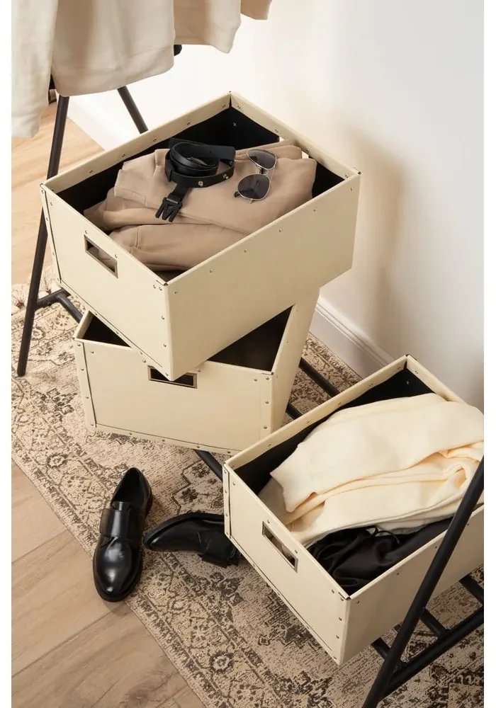 Cutii de depozitare bej 3 buc. din carton Ture – Bigso Box of Sweden