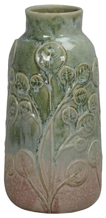 Vaza Eucalyptus din ceramica, verde, 11x21 cm