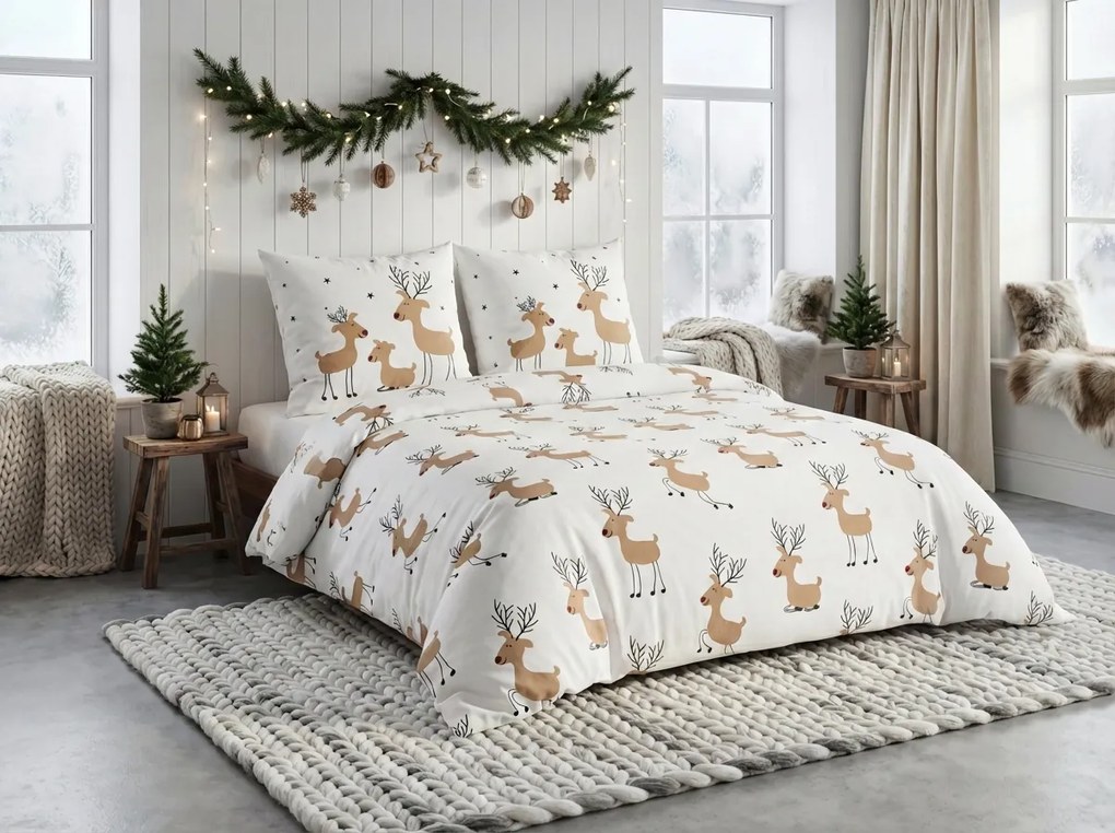 Lenjerie de pat din bumbac Renforcé TIMBA DEER albă Dimensiune lenjerie de pat: 80 x 80 cm | 135 x 200 cm