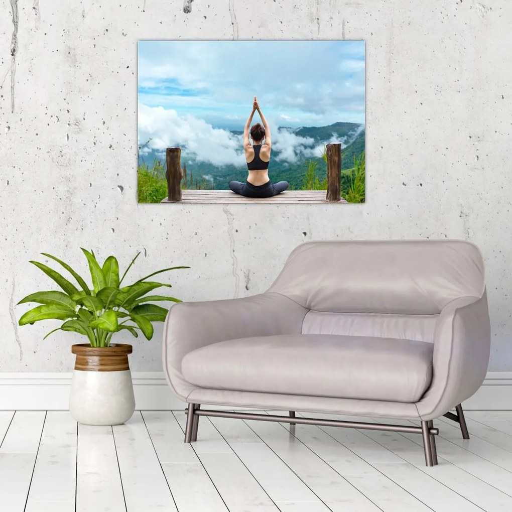 Tablou pe sticlă - Yoga (70x50 cm)