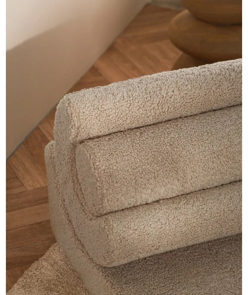 Fotoliu pentru copii maro deschis cu tapițerie din țesătură bouclé Flipster – Wigiwama