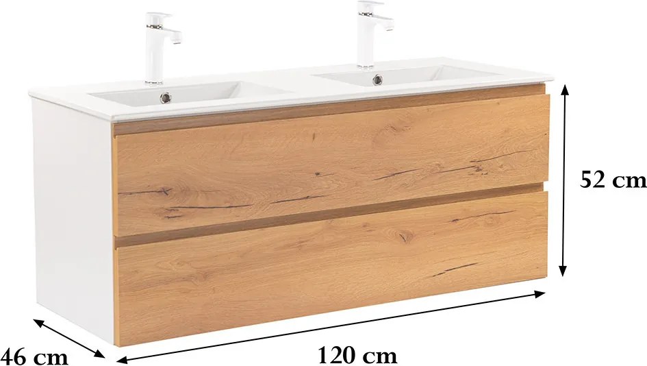 Vario Pull 120 dulap de bază cu chiuvetă stejar alb