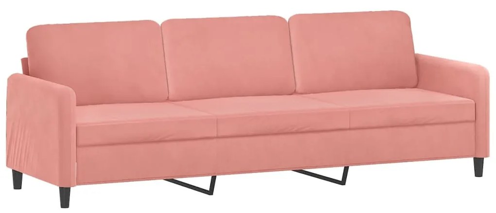 349066 vidaXL Canapea cu 3 locuri, roz, 210 cm, catifea