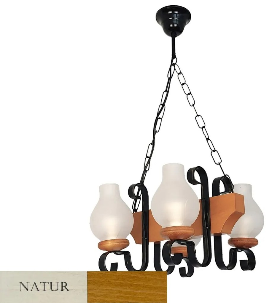 Candelabru rustic fabricat manual din lemn 4 brate Vela WOOD-VE-SP4