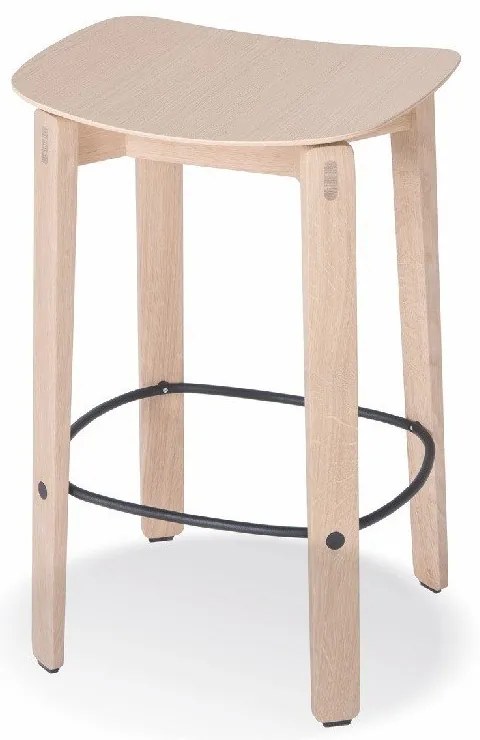 Scaun de bar din lemn de stejar Gazzda Nora, natural, înălțime joasă