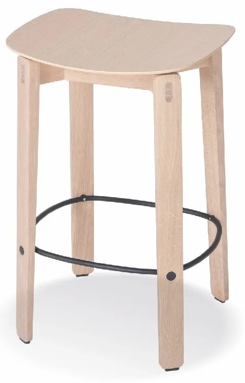 Scaun de bar în culoare naturală din lemn de stejar (înălțime șezut 65 cm) Nora – Gazzda