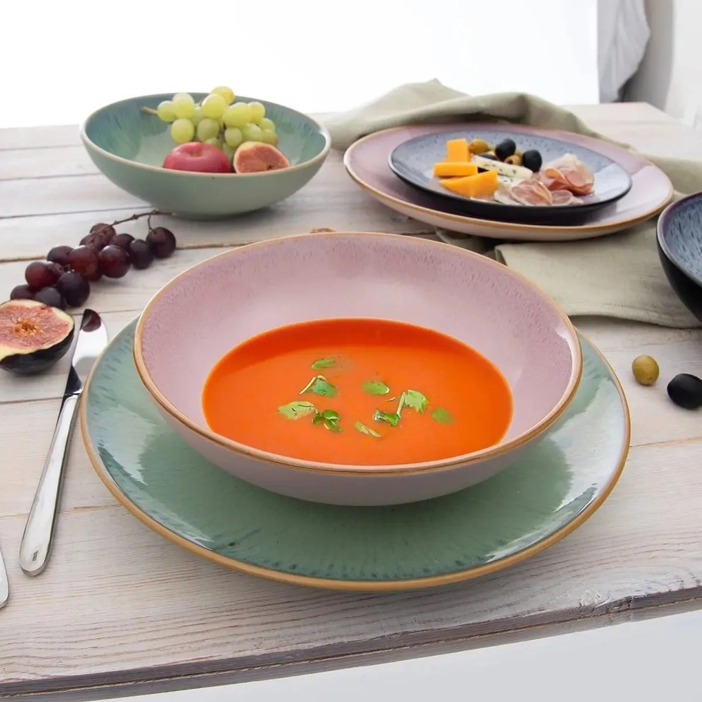 Orion Set de farfurii ceramice adânci Glaze verde27 cm, 6 buc.