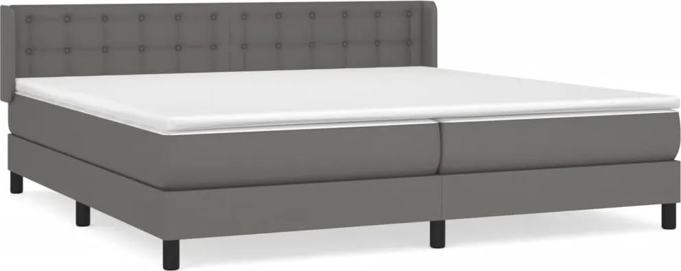 vidaXL Pat box spring cu saltea, gri, 200x200 cm, piele ecologică