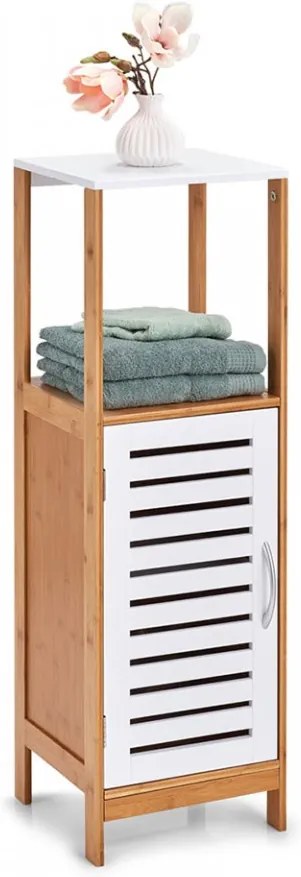 Dulapior maro/alb din lemn si MDF Bathroom Cabinet Bamboo Zeller