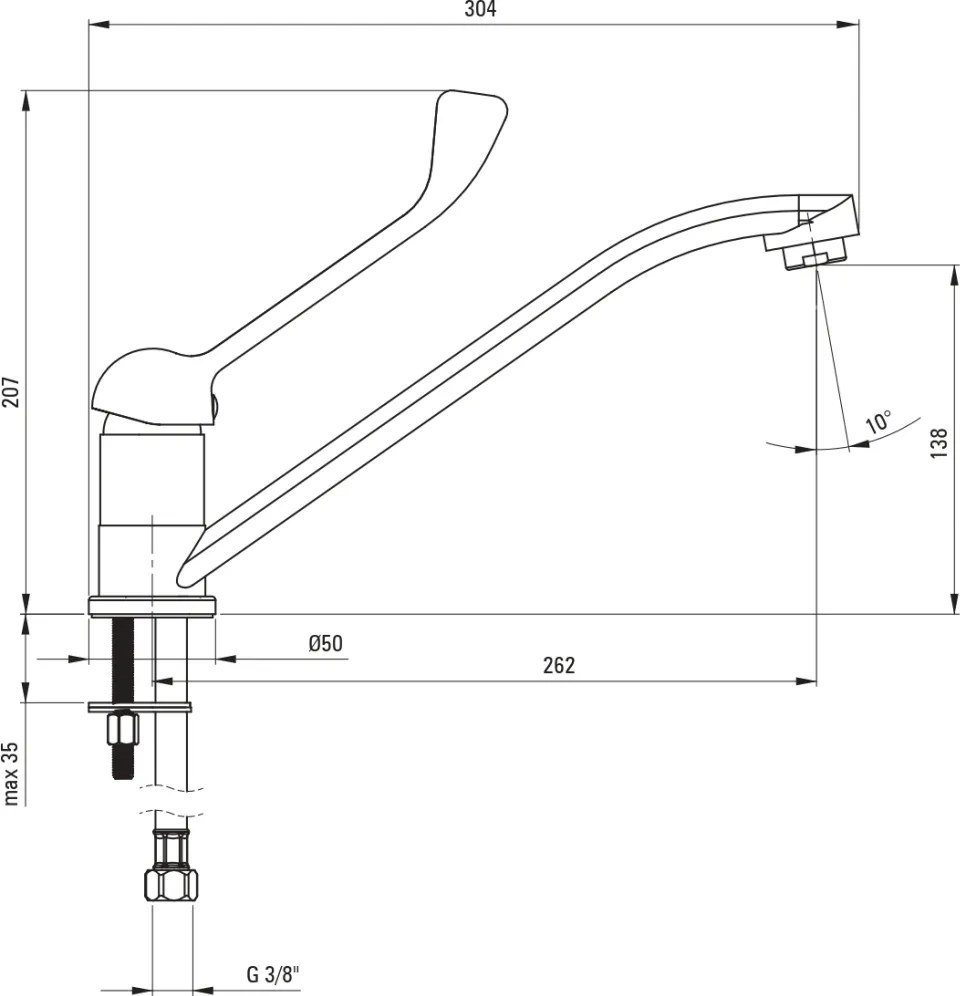 Baterie pentru bucatarie, crom, cu maner Clinic, Deante Boro