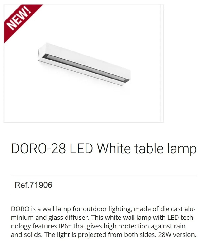 Aplica LED de exterior ambientala design modern IP65 DORO-28 alba