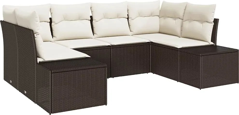 vidaXL Set de canapele pentru grădină 6 pcs Maro și Crem Rattan poli