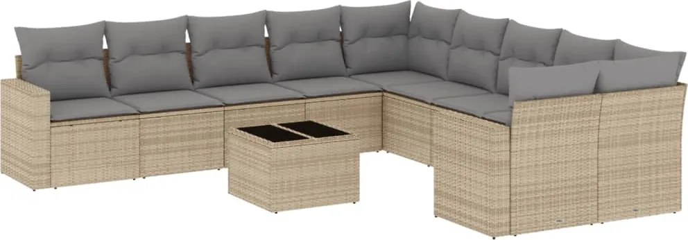 vidaXL Set canapele de grădină cu perne, 11 piese, bej, poliratan