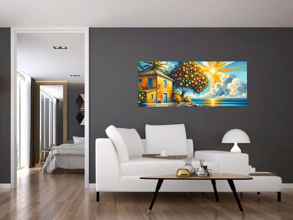 Tablou - Casă cu portocale I. (120x50 cm)