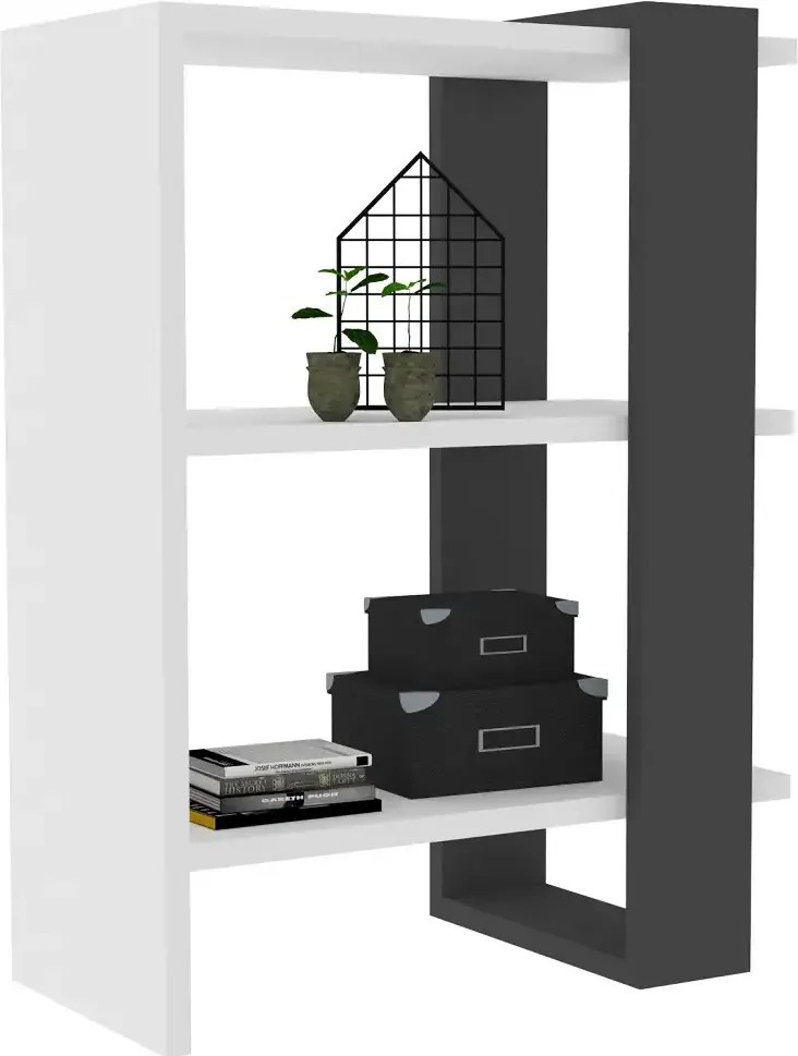 Biblioteca Fanny  culoare alb si antracit 70 cm