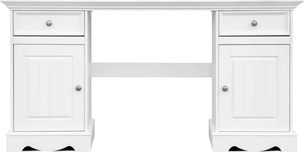 Birou lemn masiv alb Linea, 155 × 54 × 77 cm