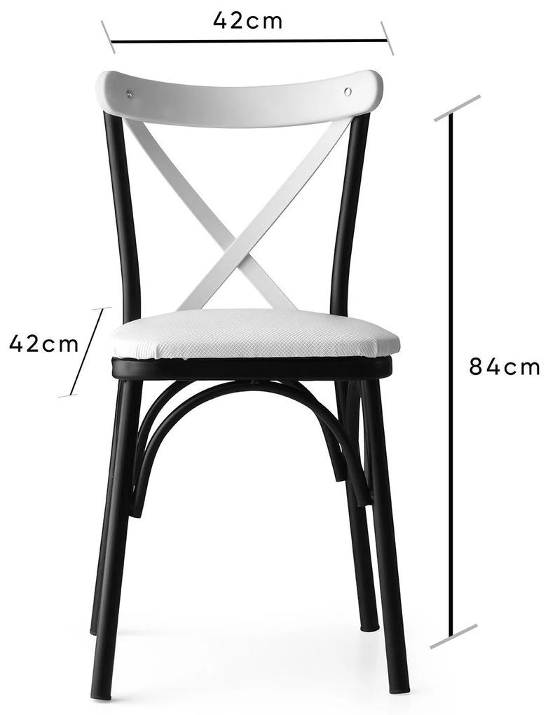 Set 2 scaune haaus Ekol, Alb, textil, picioare metalice