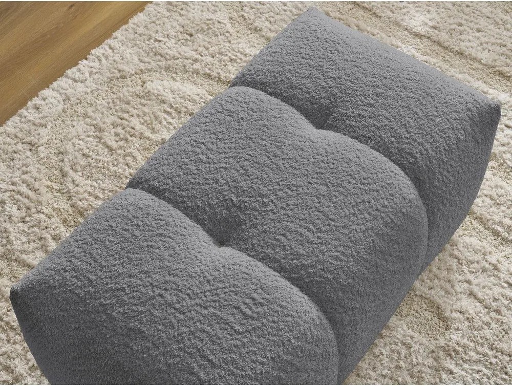 Taburet gri cu tapițerie din țesătură bouclé Roxelane – Bobochic Paris