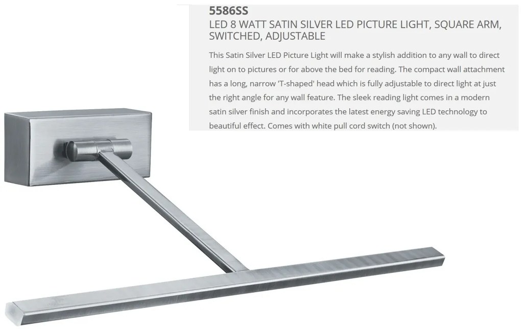 Aplica LED tablou directionabila Picture Lights argintiu satin 5586SS SRT