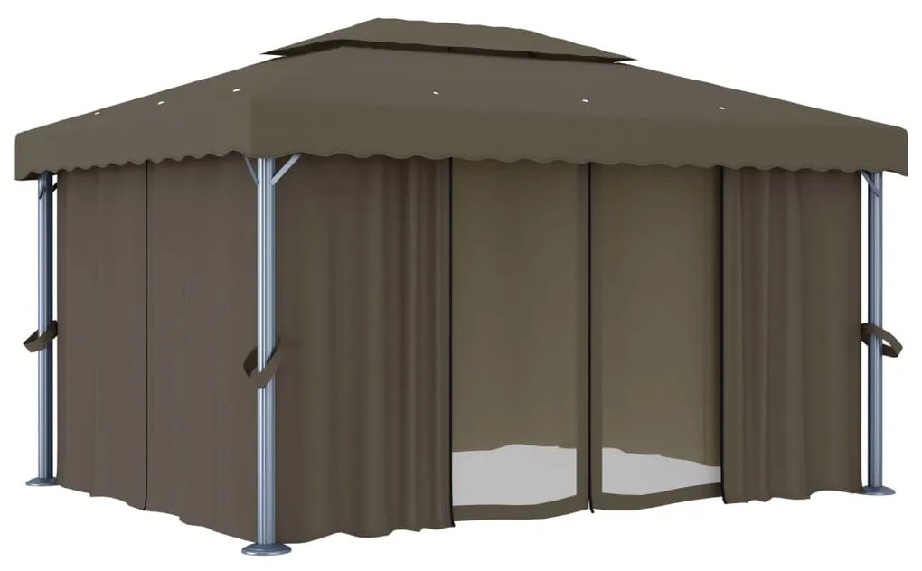 Pavilion cu perdea, gri taupe, 4x3 m, aluminiu