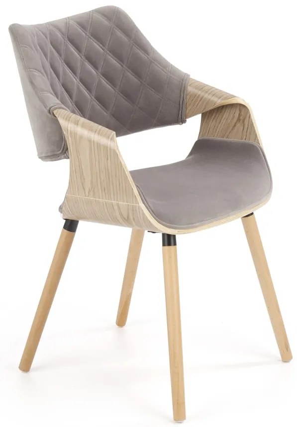 Scaun K396 material catifea gri stejar