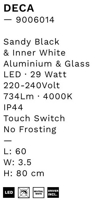 Oglinda baie cu iluminat LED IP44 4000K Deca, 60x80cm
