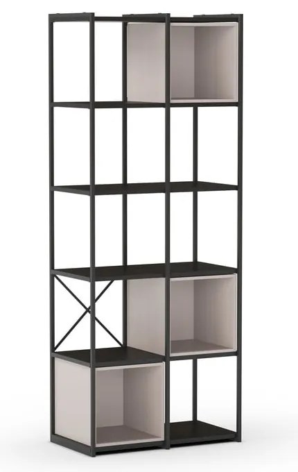 Bibliotecă neagră/crem 71x179 cm Anya – Marckeric