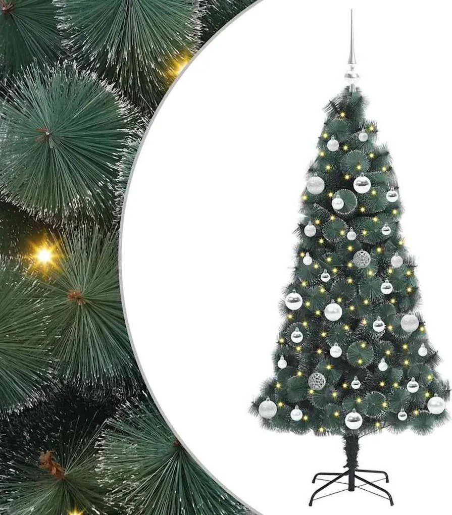 vidaXL Bradul de Crăciun artificial pre-luminat cu set de bile 150 cm