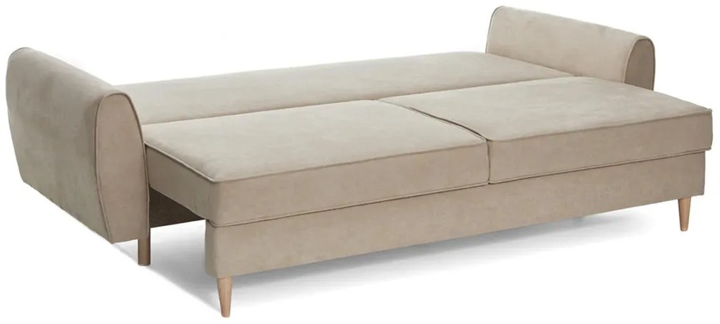 Canapea Extensibilă 3 locuri, RIGA, cu ladă de depozitare, 229x90x90 cm, Bej-Enjoy