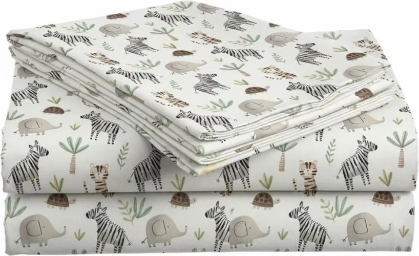 Set de lenjerie de pat din microfibra pentru patut cu cearsaf JUNGARI, crem
