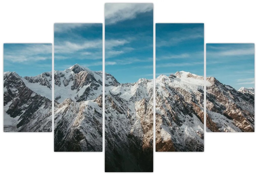 Tablou cu vârfuri înzăpeziți, Fiordland (150x105 cm)