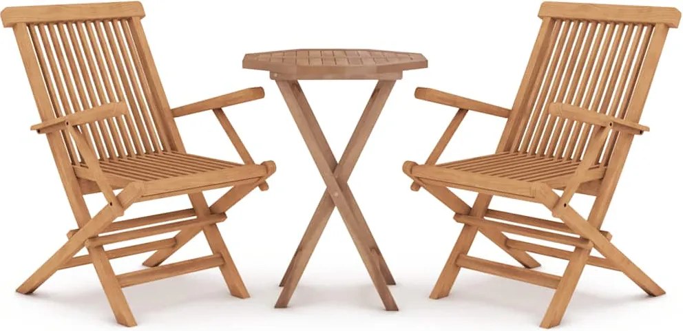 vidaXL Set mobilier de grădină, 3 piese, lemn masiv de tec