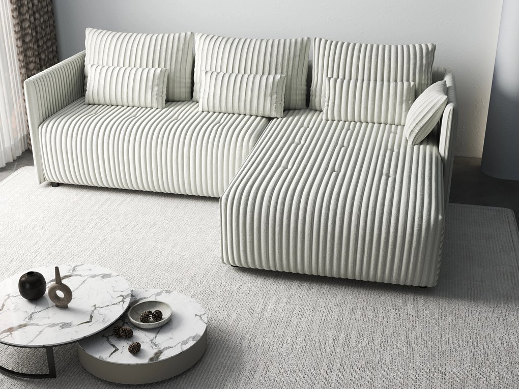 Colțar extensibil dumonde cu ladă de depozitare si sezut confortabil din spuma high-density, Malta Ambience White II 235x185 cm