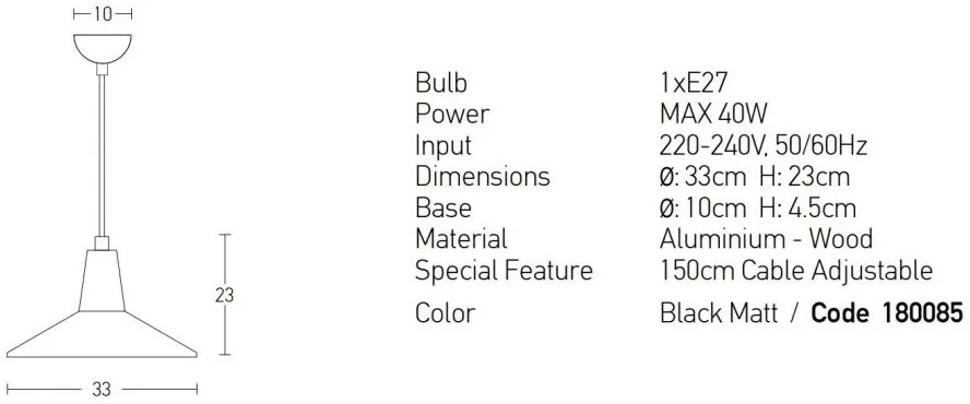 Pendul design modern Jabe negru mat