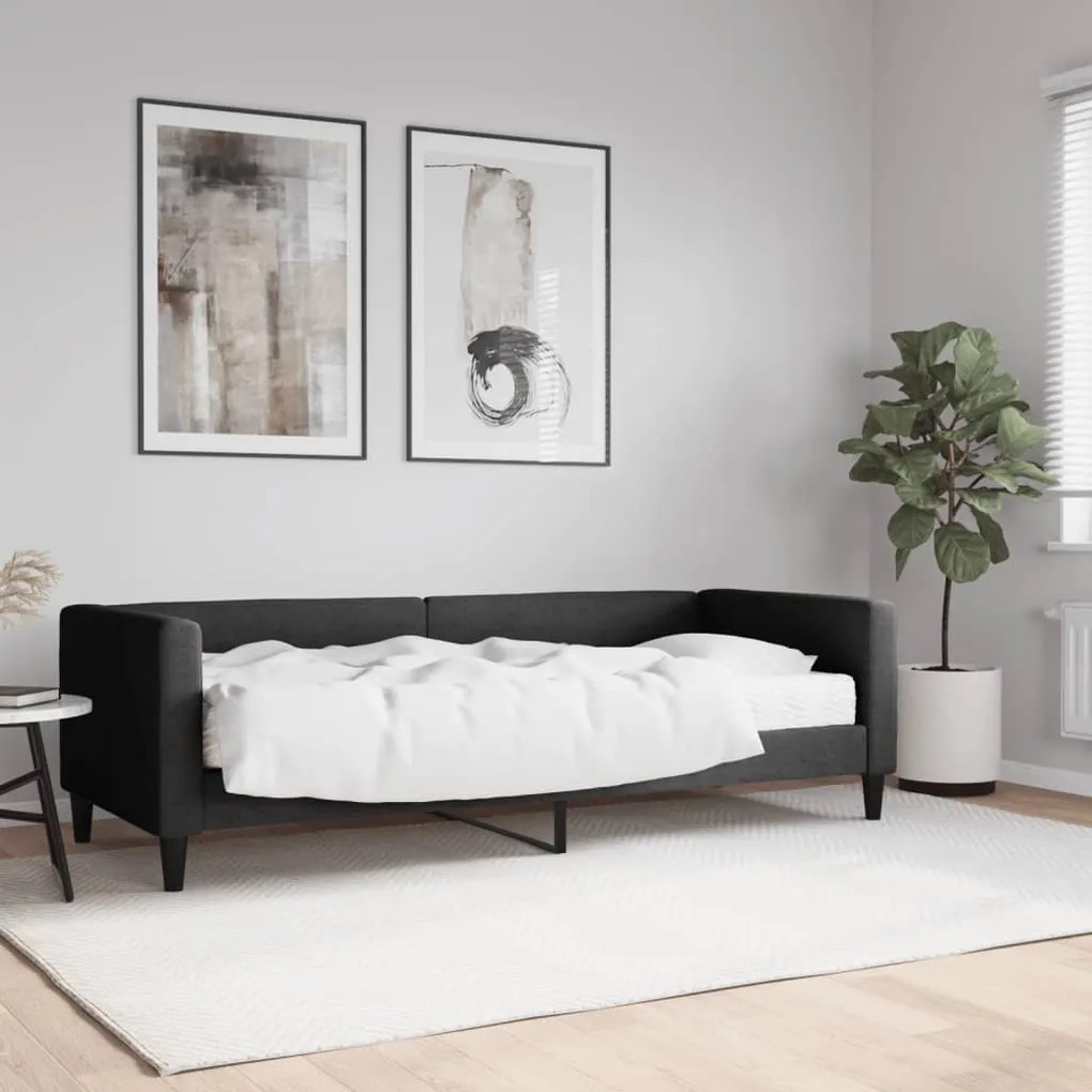 3196557 vidaXL Pat de zi cu saltea, negru, 80x200 cm, textil