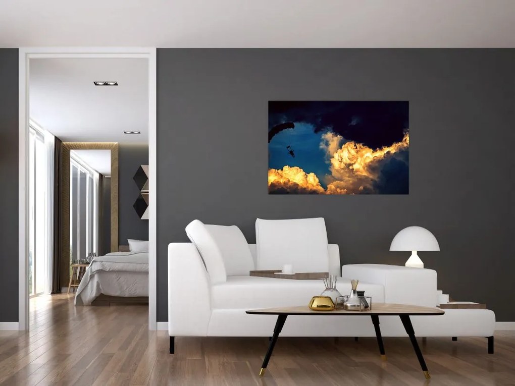 Tablou cu parașutiști în ceruri (90x60 cm)