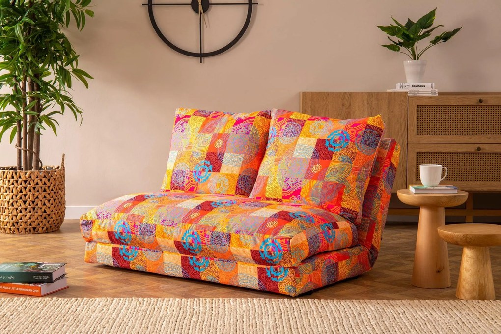 Canapea extensibila cu 2 locuri Taida, Multicolor, 120 x 62 x 68 cm