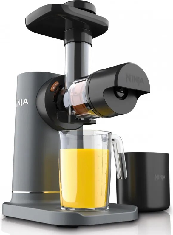 Storcator de fructe 3in1 Ninja NeverClog JC152EU, 150 W, 700 ml, Presare la rece, Taiere, Razuire, Filtre pentru pulpa, Gri