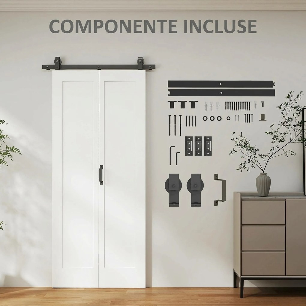 HOMCOM Ușă Pliabilă tip Carte cu Suprafață Vopsibilă 90x210 cm Alb | Aosom Romania