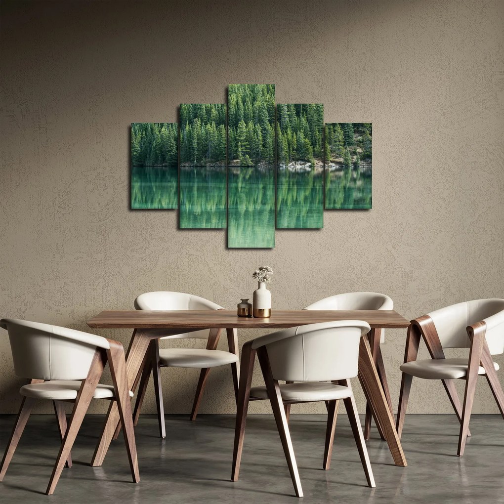 Tablou - Coniferi lângă lac (150x105 cm)