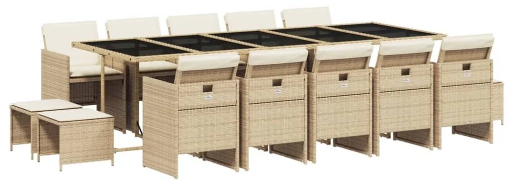 3210634 vidaXL Set mobilier de grădină cu perne, 15 piese, bej, poliratan