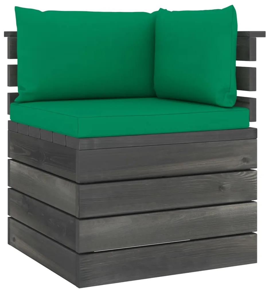 Set mobilier gradina paleti cu perne 7 piese lemn masiv de pin Verde, 7