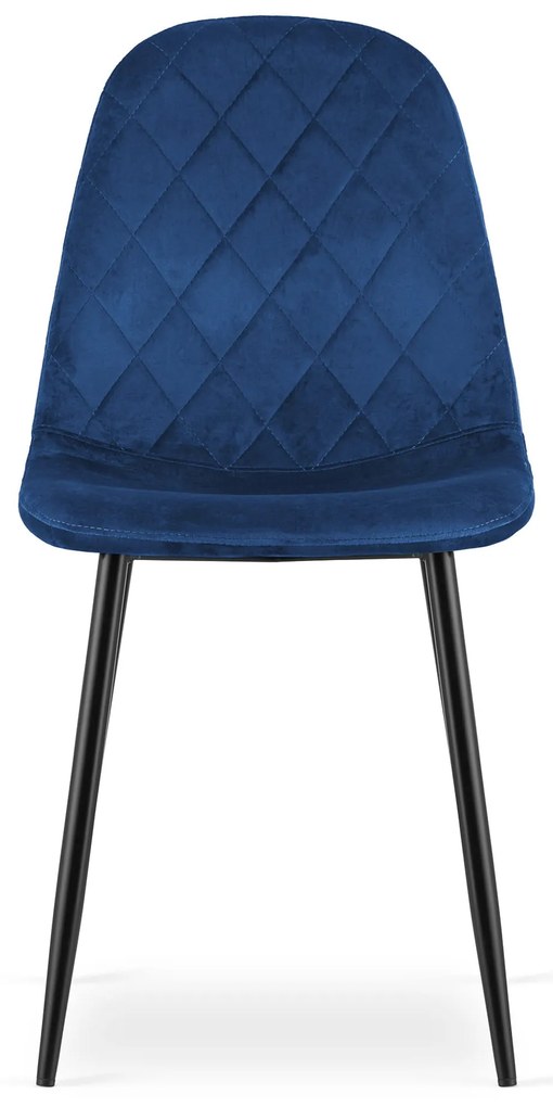 Scaun de masa din catifea albastra cu picioare negre, ASTI