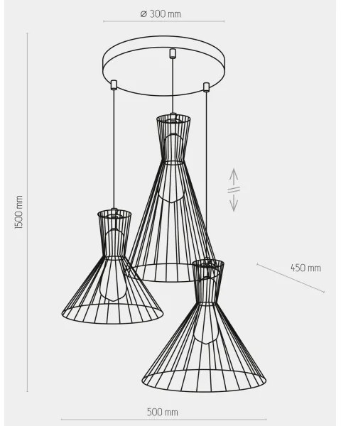 Lustră pe cablu SAHARA 3xE27/60W/230V