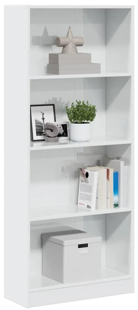 vidaXL Bibliotecă, alb extralucios, 60x24x143 cm, lemn prelucrat