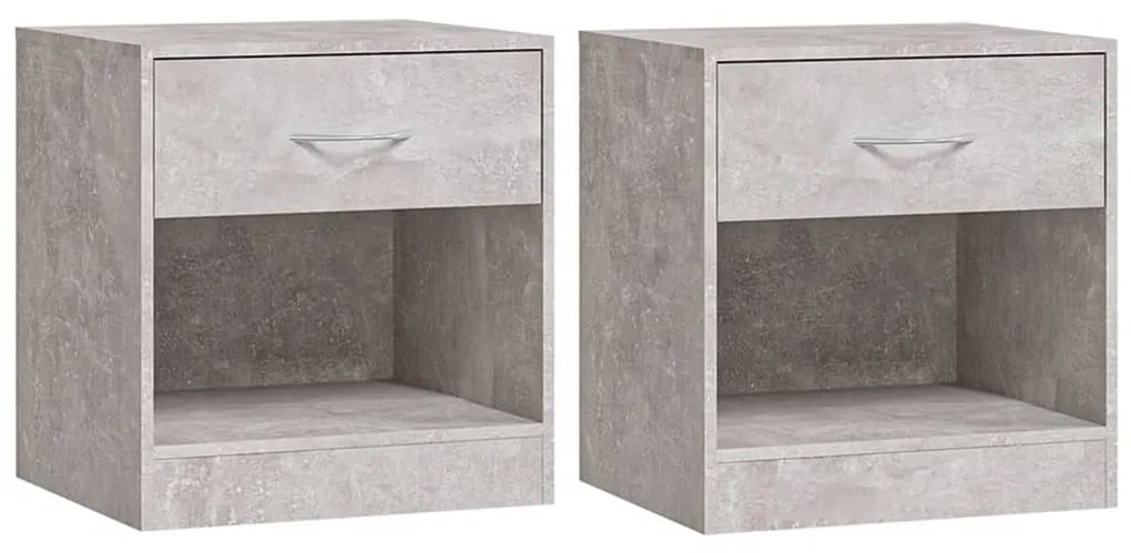 Noptiere cu sertar, 2 buc., gri beton