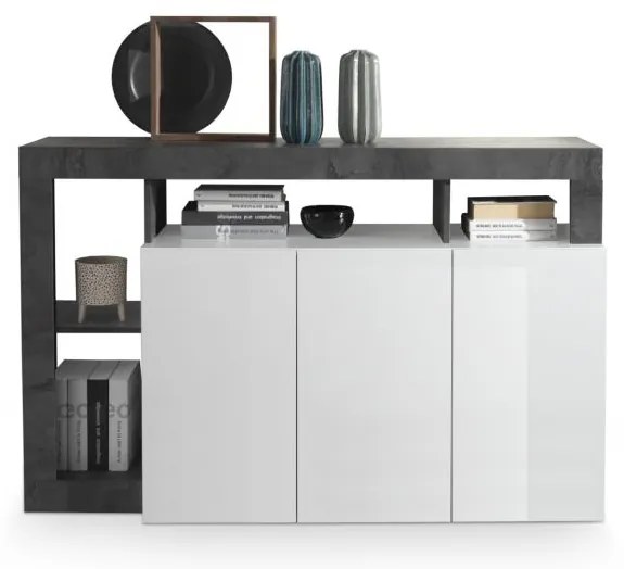 Comodă LENOR, alb/antracit